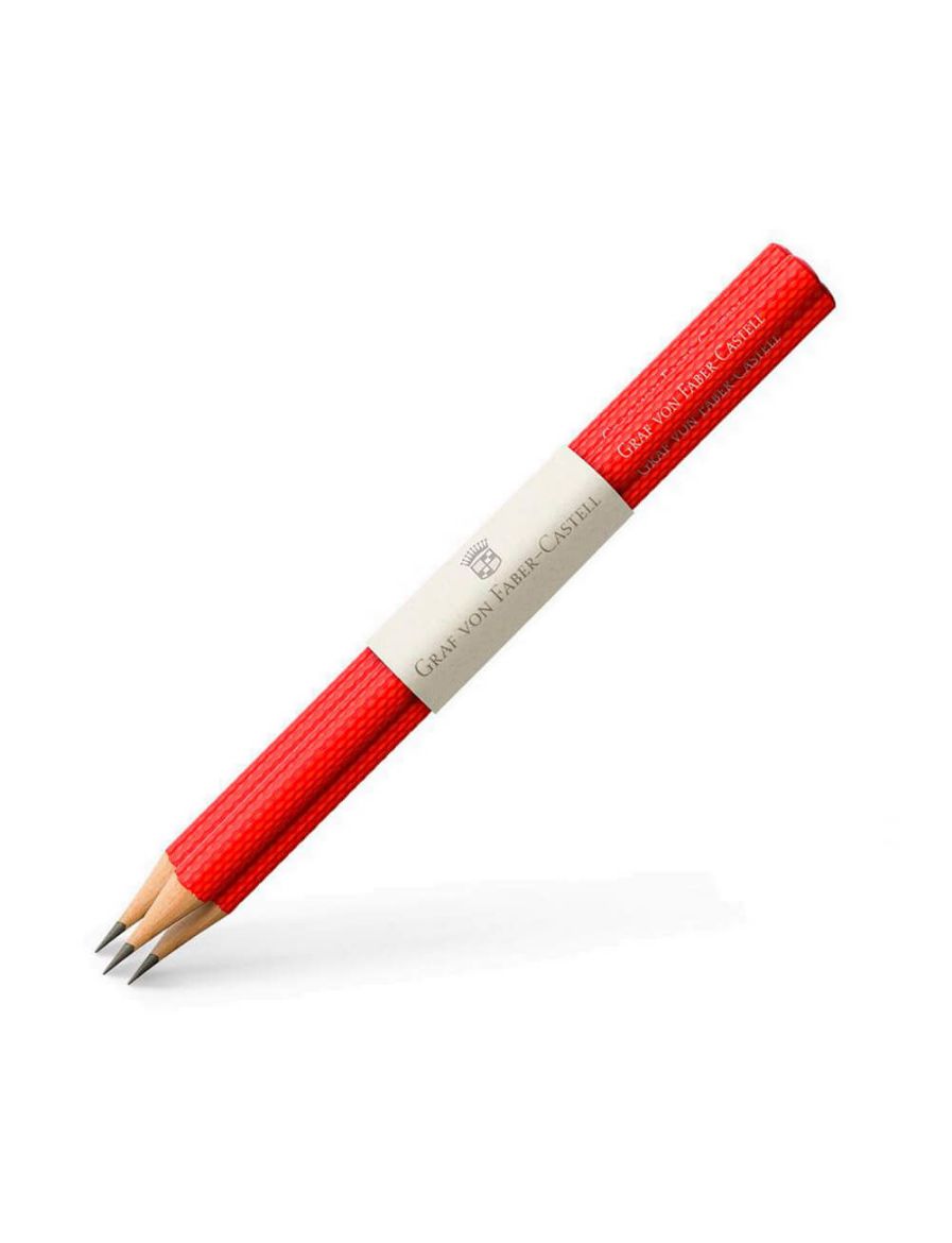 Graf von Faber-Castell Guilloche Hint Kırmızısı 3'lü Kurşun Kalem 118632