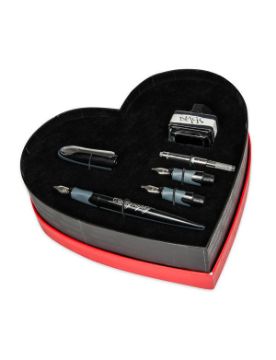 Online Air Set Heart Box Siyah Dolma Kalem 10033