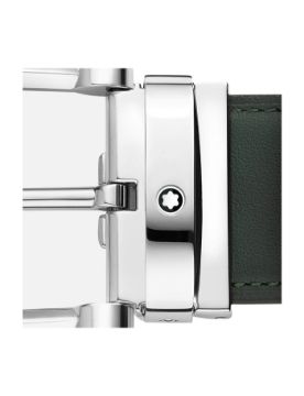 Montblanc At Nalı Tokalı Yeşil-Ten Rengi 35 mm Çift Taraflı Deri Kemer 129440