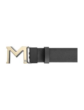 Montblanc M Tokalı Kahverengi/Gri 35 mm Çift Taraflı Deri Kemer 131177