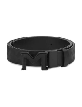 Montblanc M Buckle Extreme 3.0 Siyah/Düz Siyah 35 mm Çift Yönlü Deri Kemer 198646