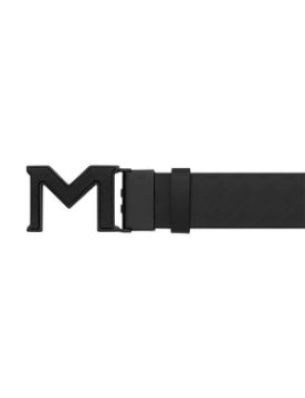 Montblanc M Buckle Extreme 3.0 Siyah/Düz Siyah 35 mm Çift Yönlü Deri Kemer 198646
