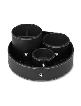 Montblanc Siyah Deri Yuvarlak Masa Tepsi (Orta) 133161