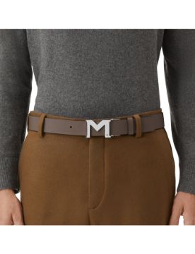 Montblanc Saffiano Baskılı Mastik/Siyah 35 mm Ters Çevrilebilir Deri Kayış 198679