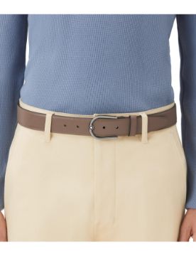 Montblanc At Nalı Tokalı Saffiano Baskılı Mastik/Siyah 35 mm Çift Taraflı Deri Kemer 198638