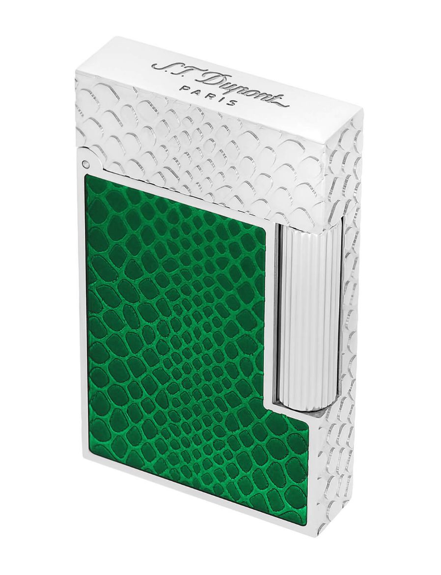 S.T. Dupont Ligne 2 Yeşil Yılan Derisi Desenli Guilloche Çakmak 16078