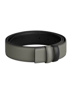 Montblanc Gri ve Siyah 35 mm Çift Taraflı Deri Kemer Kayışı 199673