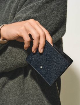 Montblanc Sartorial 6'lı Tweed Mavi Cüzdan 220384