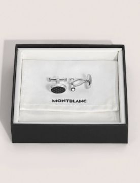 Montblanc Meisterstück Geometrik Siyah Lake Kakmalı Oval Kol Düğmesi 134468