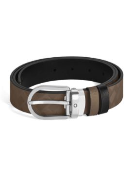 Montblanc At Nalı Tokalı Kahve - Siyah 30 mm Çift Taraflı Deri Kemer 220982