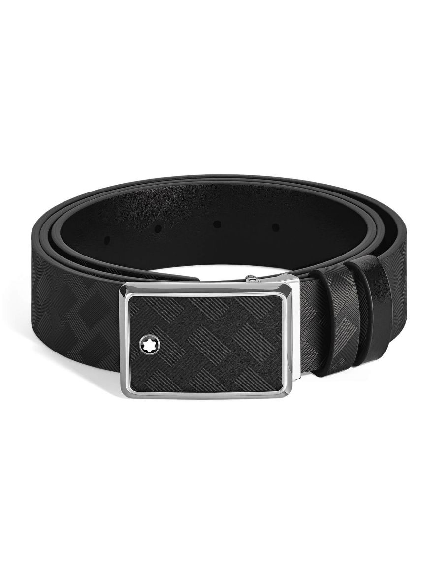 Montblanc Marquetri Desen Tokalı 30 mm Çift Taraflı Deri Kemer 221019