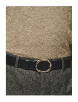 Montblanc At Nalı Tokalı Mavi - Siyah 30 mm Çift Taraflı Deri Kemer 220965