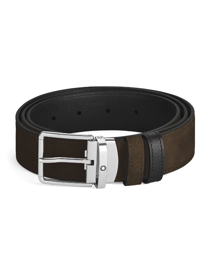 Montblanc Everyday Kahverengi - Siyah 35 mm Çift Taraflı Deri Kemer 221008